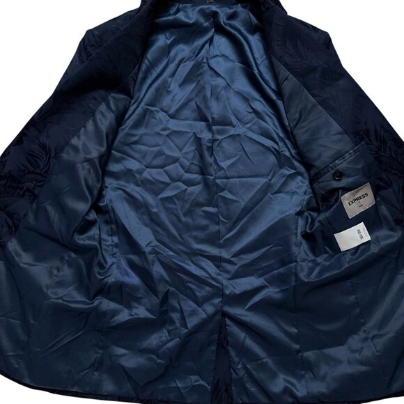 Express Blazer Jacket Mens Size 36R Sports Coat Slim Fit Floral Print Blue - Picture 3 of 6